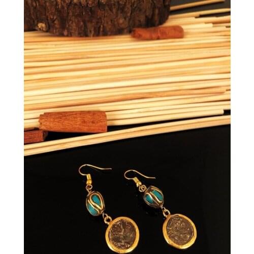 Dr stone natural stone handmade gold plated antique nepal Earrings KTDR 439799436