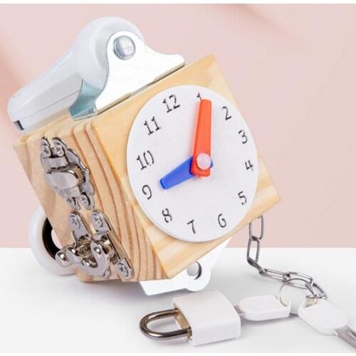 Wooden Montessori BusyBoard Activity Cube Time Cognition Latch Toy For Toddlers Kids Sensory Improve Fine Motor Skills Activity