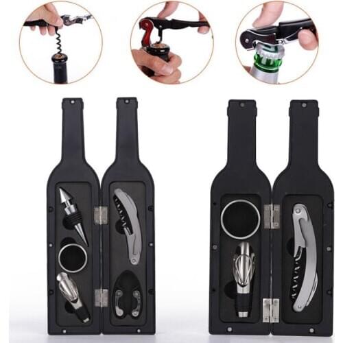 25 Set 3pcs/5pcs Wine Bottle Corkscrew Set Tool Bottle-Shaped Holder Bottle Opener Gift Best Price