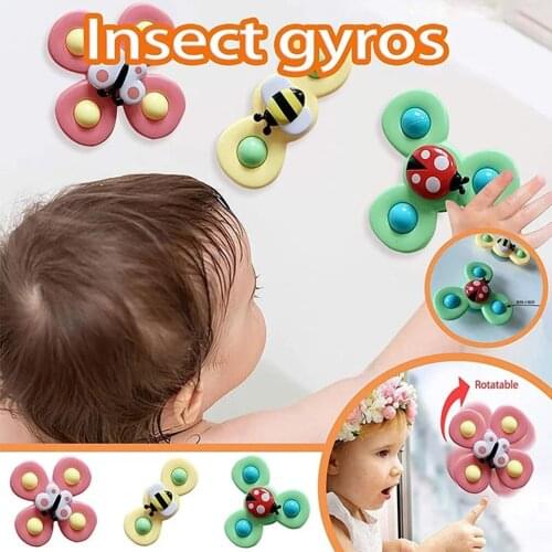 Baby Rattles For Kids Shower Bathroom Grasping Gyro Animal Sucker Spinner Montessori Touch Sensory toys For Newborn 0-12 Months