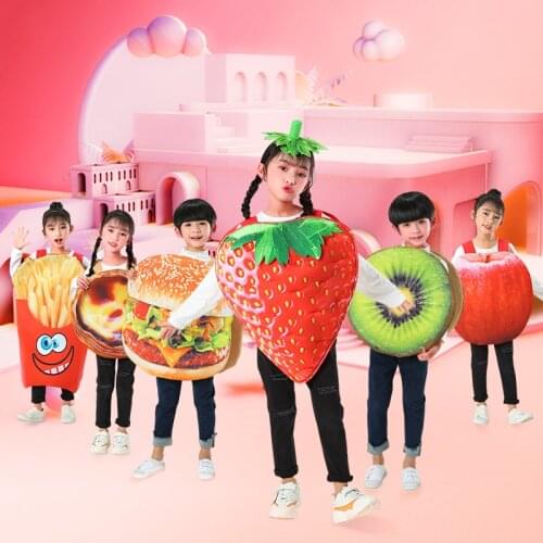 ChildrenS Day Campus Performance Stage Costume Strawberry Food Fruit Cosplay Costumes Double Sided Halloween Costumes DN7689