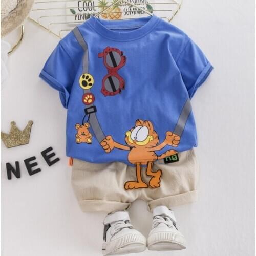 Toddler Baby Boys Girls Clothing Sets cartoon T- Shirt +Shorts 2pcs/set Cotton For 0 1 2 3 Year Children Infant Clothes Suits