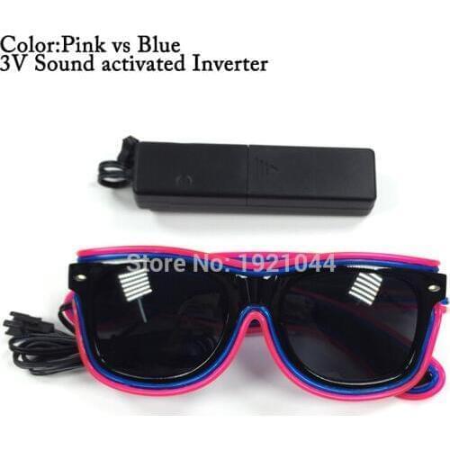 Double Color EL Wire Suglasses with dark lens fashion cool Glowing Glasses For night light DJ Party Supplies