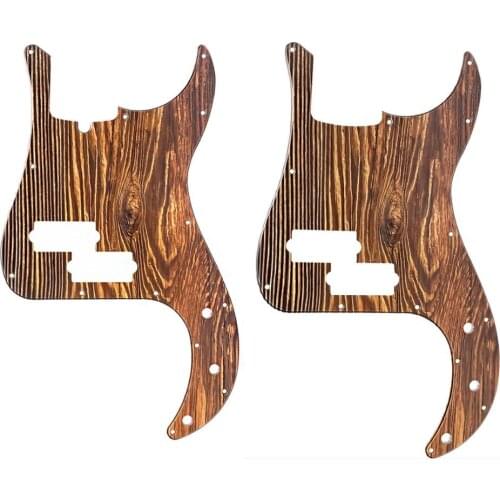 FLEOR PVC Bass Pickguard PB Pick Guard 4 Strings with Screws for Electric Bass, Wood Color