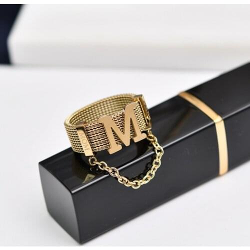 316L Stainless Steel New Fashion Upscale Jewelry Hyperbole Hip Hop Punk Letter M Lettering MoM Chain Wedding Rings For Women