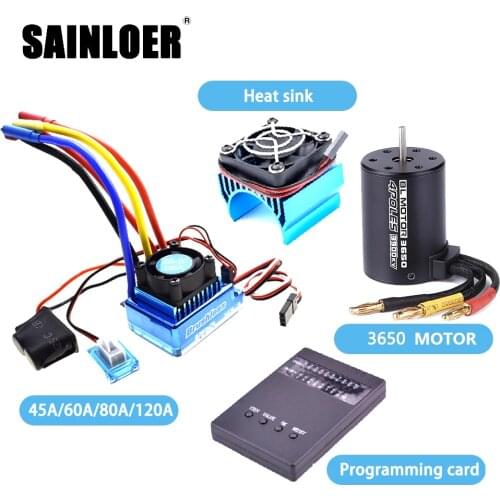 SAINLOER 3650/3100KV / 3900KV / 4300KV / 5200KV Brushless Motor & 45A 60A 80A 120A ESC Combo for 1:10 RC Car RC Boat Part