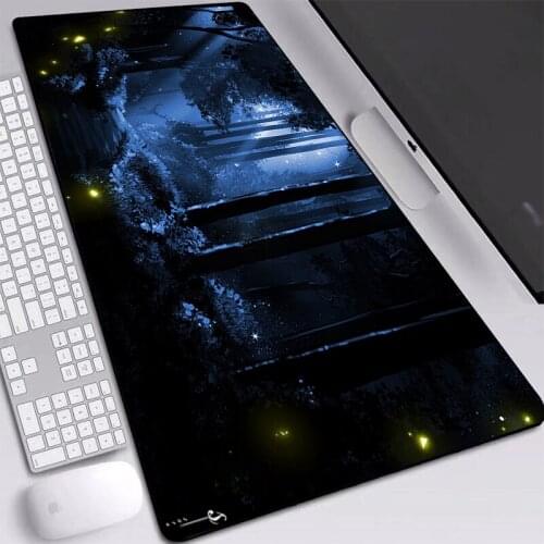 Deer Silhouette Forest Mat Pad Large Mouse-Pad with Sewn Edges Dirt-resist Gaming Mouse Pad Desktop Keyboard Pads 900x400mm