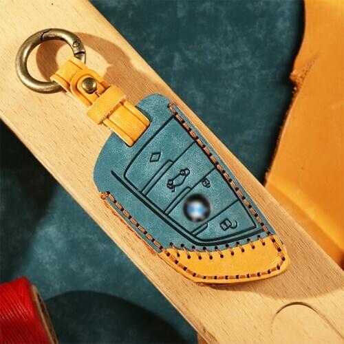 Auto Car Styling Leather Key Case For Car Holder Shell Remote Cover Car-Styling keychain