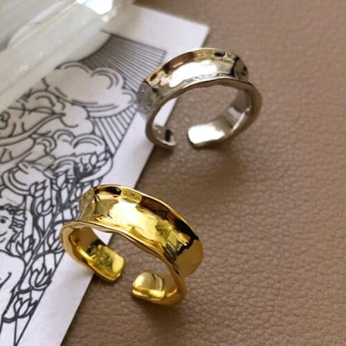 KSRA Chic Brass Gold Engagement Ring Women Ins Fashion Female Chunky Open Adjustable Rings Statement Jewelry