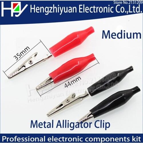 Medium 35MM Metal Alligator Clip Crocodile Electrical Clamp for Testing Probe Meter Black and Red with Plastic Boot