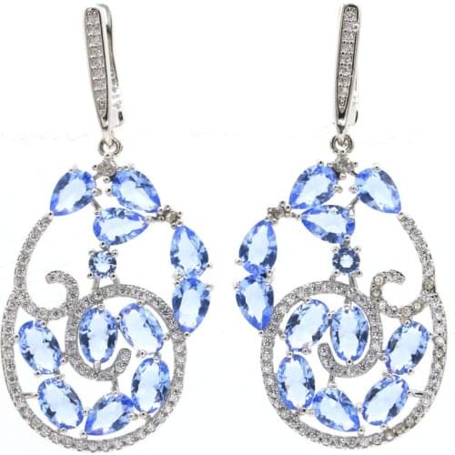 23x15mm New Statement Square 10.5g Created Green Tsavorite Granet CZ For Women Eye Catching 925 Sterling Silver Earrings