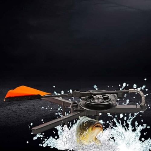 New Style Fixed Winter Plastic Ice Fishing Flag Marker Rod Tip-Up Hand Free Ice Compact Pole Orange Flag Fishing Accessories