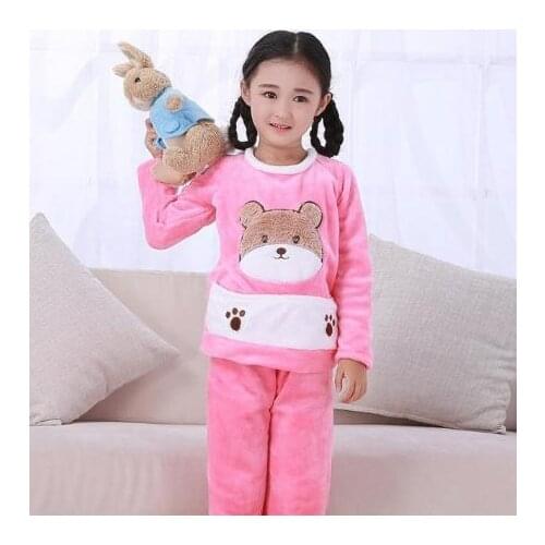 New Super Soft Pajamas Set Baby Girls Boys Plush Winter Thicken Cartoon Kids Pyjamas Children Nightwear Sleepwear