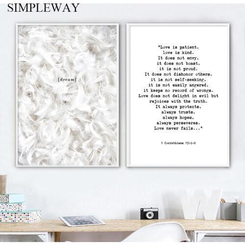 Feather Poster Quotes Nordic Wall Art Print Minimalis Canvas Painting Simple Decorative Picture Scandinavian Home Decoration