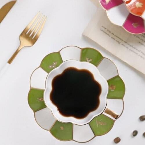 Gold Plated bone china coffee cup and Saucer Set British black tea cup