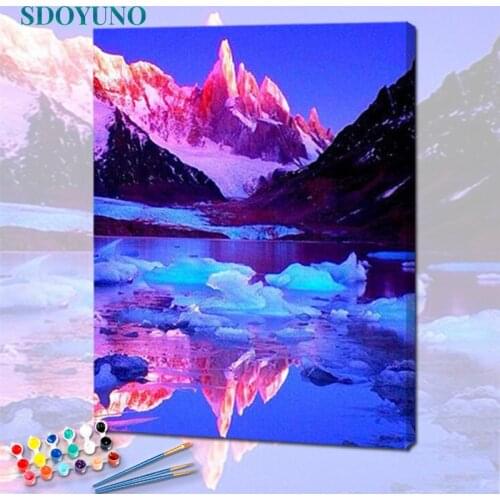 SDOYUNO 40x50cm Paint By Numbers Iceberg Scenery Oil Painting By Numbers On Canvas Landscape Frame DIY Home Decor living Room