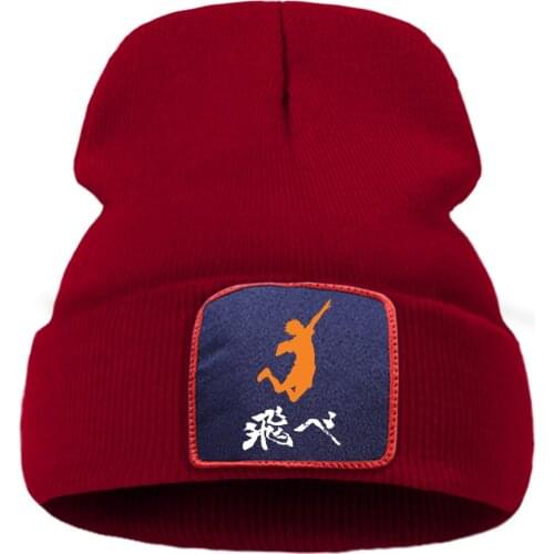 Haikyuu Fly Letters Anime Women Winter Hat Hip Hop Outdoor Harajuku Manga Warm Ski Man Knit Hats Sofe Cotoon Beanie For Teens