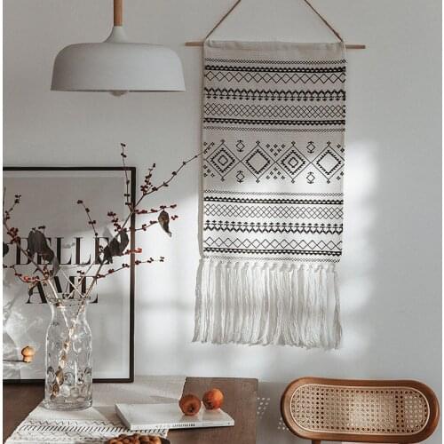 Nordic Art hanging cloth New Hand-knitted tassel tapestry Wall Hanging Handmade bohemian style Retro Home Decor