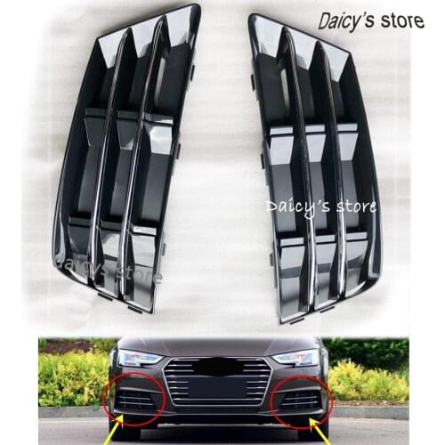 Replacement chrome stripe fog light grill front bumper side grille Black high configration for Audi A4 B9 2017-2018