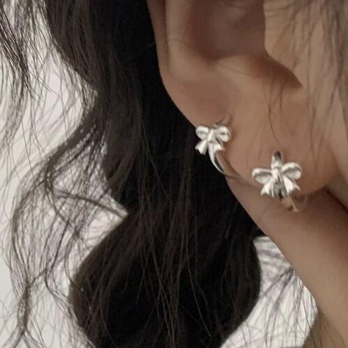 Sterling Silver 925 Bowknot 2020 New Versatile Clip Earrings Gift For Women Luxury Accessories Gothic Fine Accessories Jewelry