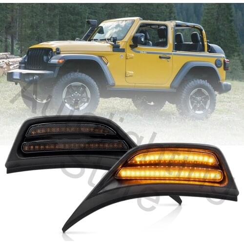 2Pcs Smoked Lens Led Turn Signal Light Side Marker Lamp For Jeep Wrangler JL 18-21 Gladiator JT 20-21 Extra Fender Side Lights