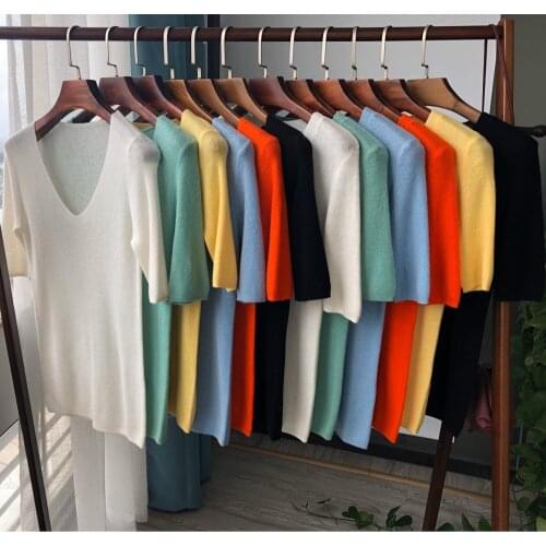 100% Brand fashion womens high-end luxury autumn retro mid-sleeved simple wild Wool knitted sweater