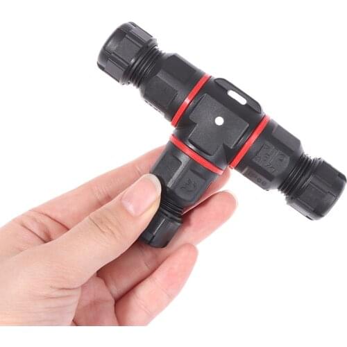 1pcs IP68 Waterproof connector T Shape 3 Pin 250V 24A Cable Wire Gland Sleeve Connect Outdoor 3-core Wire Waterproof Connector