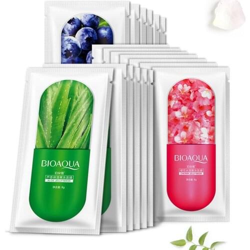 Skin Care Natural Fruit Plant Facial Mask Moisturizing Oil-Control Blueberry Cucumber Pomegranate Fruit Aloe Sheet Face Mask
