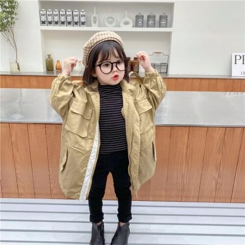 Girls Babys Kids Windbreaker Coat Jacket Outwear 2021 Princess Spring Autumn Cotton Buttons Cardigan School Childrens Clothing