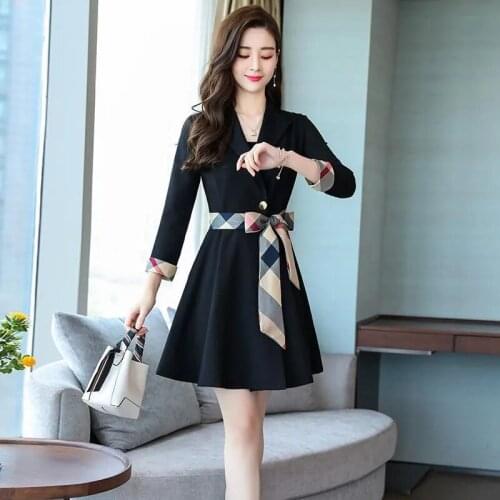 Windbreaker Womens Mid-Length Spring Autumn New Fashion Female Casual Jacket 3/4 Sleeve Trench