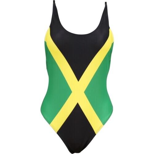 VOARYISA Womens One Piece Caribbean Flag Rasta Monokini Thong Swimsuit Swimwear Bathing Suit