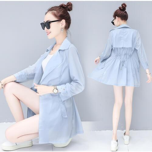 2018 summer new Korean version sunscreen women medium-length windbreaker thin breathable loose jacket female tide LQ0116