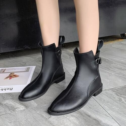 Women single boots Comfortable Round Head Fashion Car Stitch Classic Flat non-slip wear-resistant simple wild women shoes U23-88