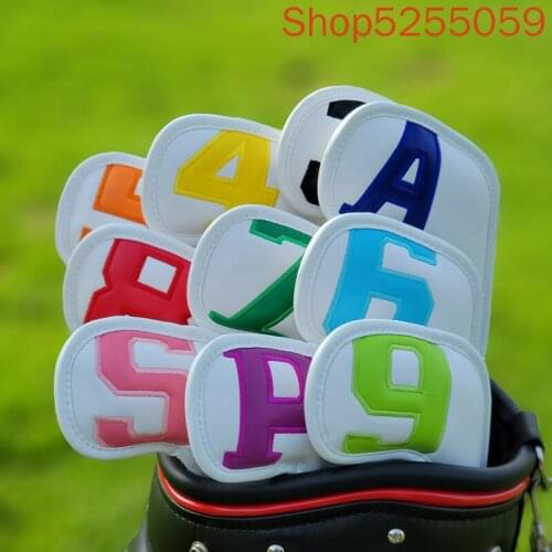 10Pics/a lot Golf Club Iron Headcover (4,5,6,7,8,9,P,A,S) Simple Color Numbers For Iron Head Protect Cover