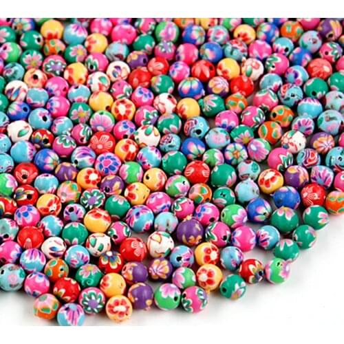 DIY Bracelet 100pcs Ball Round Shape 6mm Assorted Colors Slices Polymer Clay Ceramic Spacer Loose Beads For Jewelry Making