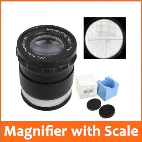 10X LED Illuminated Adjustable Cylindrical Drawing Measuring Cloth Magnifier Loupe Magnifying Glass Lens Reading Graticule Scale