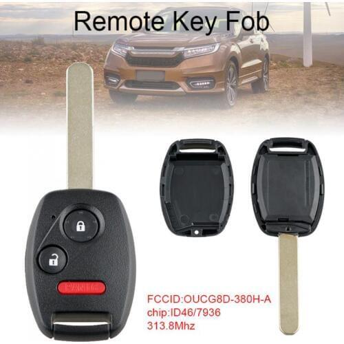 313.8Mhz 2+1 Buttons Keyless Entry Car Key Fob Remote with ID46/7936 Chip OUCG8D-380H-A Fit for Honda Odyssey Ridgeline