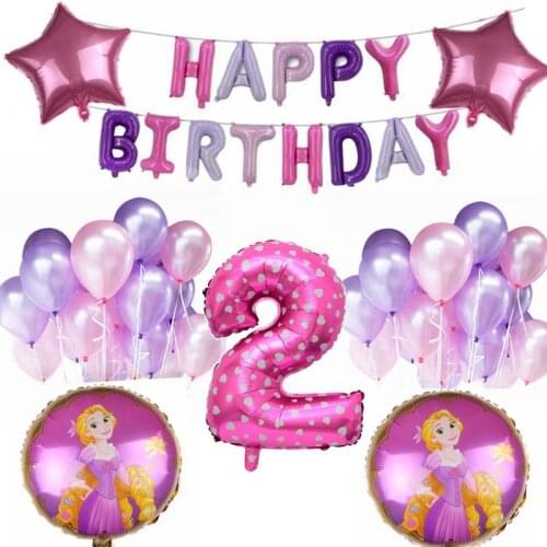 50pcs Princess Series Rapunzel 18inch Jasmine Cinderella Belle Snow White Round Balloon Girls Favor Birthday Party Decor Suit