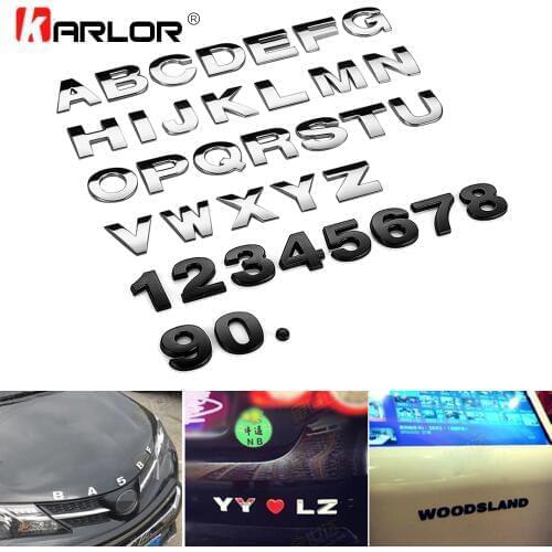 25mm Car Auto Chrome Metal DIY 3D ARC Letters Digital Alphabet Emblem Decoration Car Stickers Logo Automobiles Car Accessories