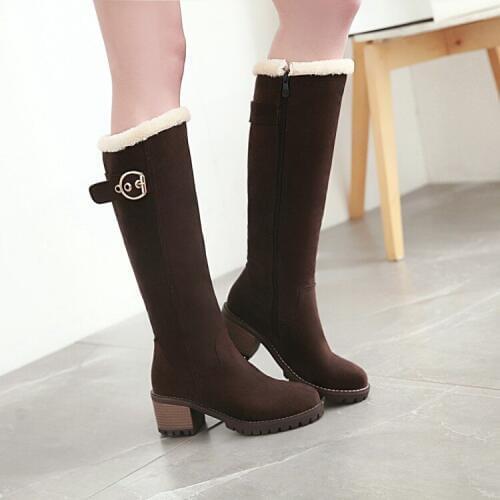 Big Size 9 10 11 12 boots women woman winter boots women women shoes botas Buckles side zipper with button tip
