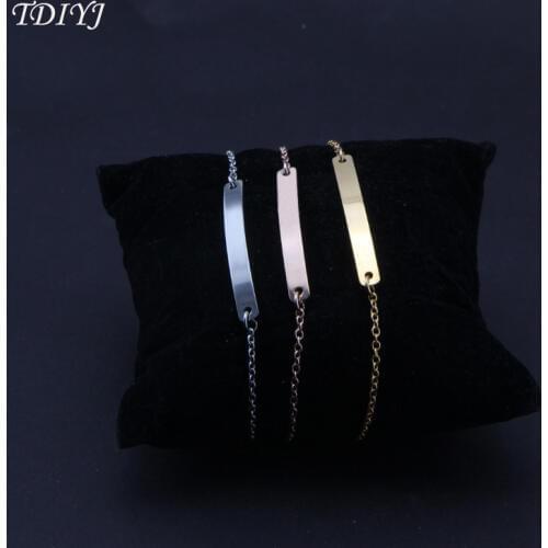 TDIYJ Stainless Steel Engraved Bracelet Bar Bracelet for Women 1Pcs