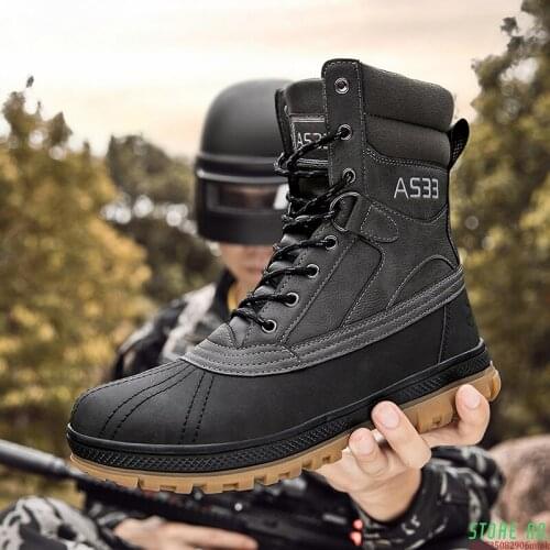 Brand Mens Military Boots High Top Outdoor Hiking Shoes Men Anti-collision Quality Army Tactical Boots Big Size 39-48
