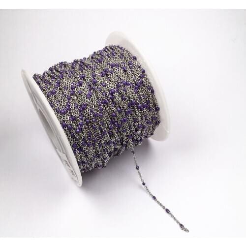 Small Beads Rosary Chain Handmade Stainless Steel Chains for Jewelry Making DIY Necklace Anklet Bracelet Accessories Wholesale