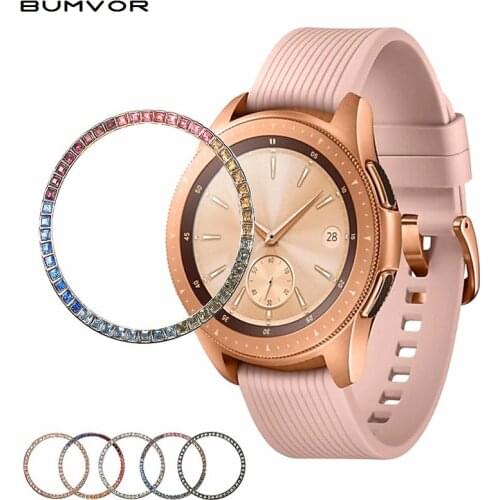 Colored Diamond Case For Samsung Galaxy Watch 42mm bezel ring protector cover Sport fashion Adhesive Metal bumper Accessories 42