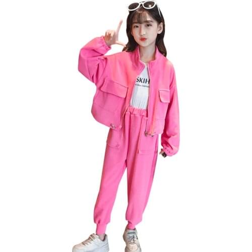 Kids Cargo Clothes Girls Solid Color Childrens Clothes For Girls Jacket + Pants Girl Outfit Spring Autumn Kids Tracksuit