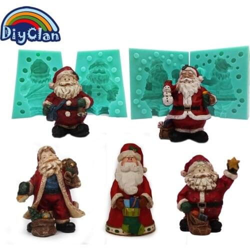 Santa Claus Candle Mold Christmas Silicone Cake Decoration Mould Father Christmas Soap Concrete Resin Form Crafts Tools S0029SD