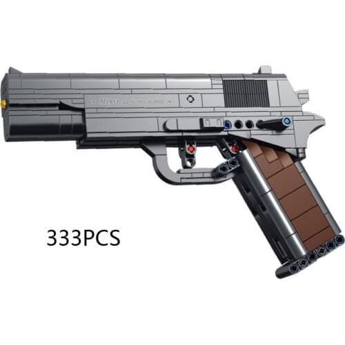 Modern military gun building block weapon United States M1911 assemble toys with shooting plastic Bullet pistol collection