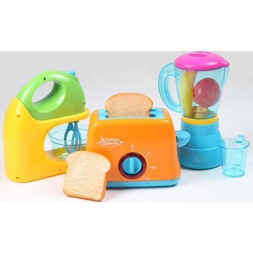 Simulation Appliances Kitchen Blender Toaster Mixer with LED Pretend Play Toy Children Play House Baby Girls Gift Toys New