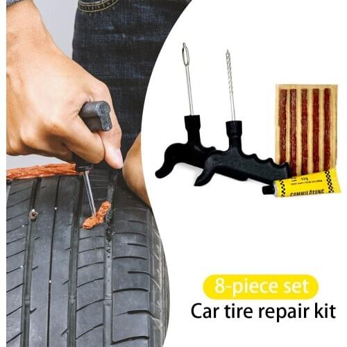 8pcs/Set Car Tire Repair Tools Motorcycle Motorbike Tubeless Tyre Puncture Plug Glue Useful Sets Car Repair Auto Parts