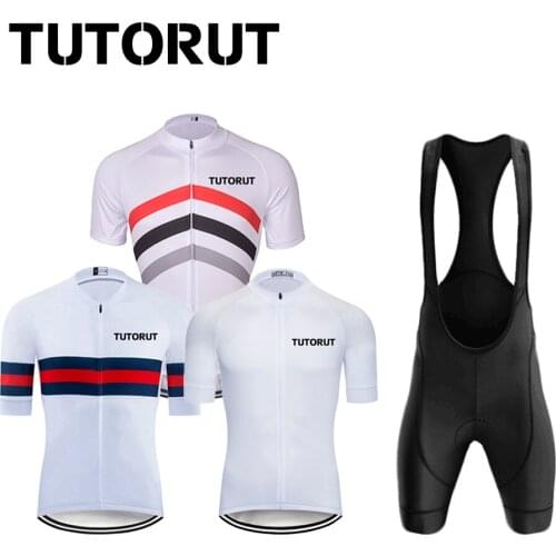 TUTORUT Bicycle Clothing Suit Cycling Jersey Set Men Bike Racing Sportswear Summer Cycle Short Sleeve Shirt Breathable Quick Dry